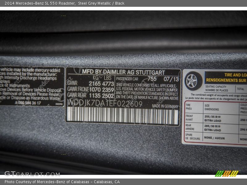 2014 SL 550 Roadster Steel Grey Metallic Color Code 755