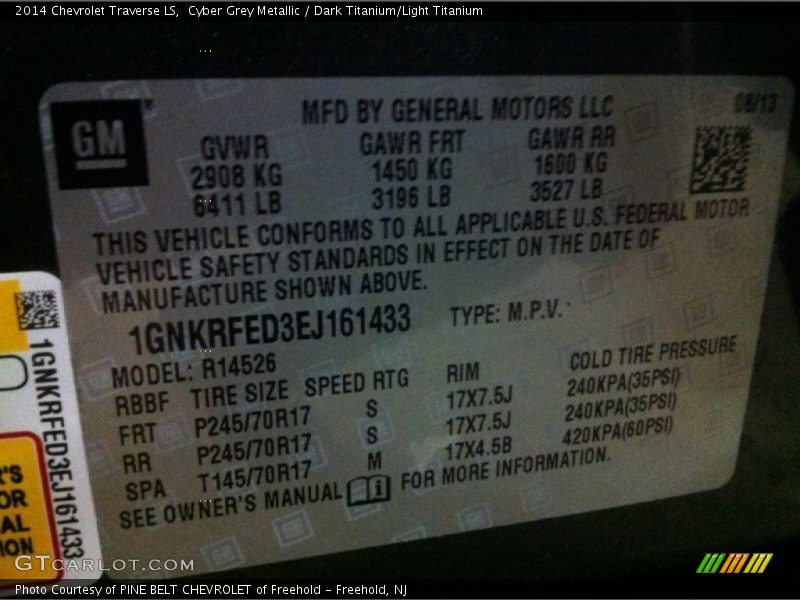 Cyber Grey Metallic / Dark Titanium/Light Titanium 2014 Chevrolet Traverse LS