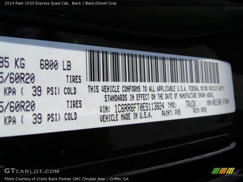 Black / Black/Diesel Gray 2014 Ram 1500 Express Quad Cab