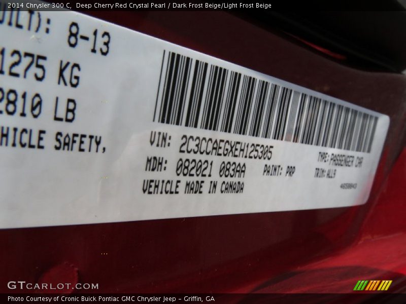 2014 300 C Deep Cherry Red Crystal Pearl Color Code PRP