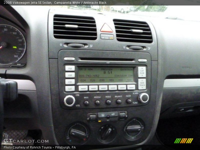 Campanella White / Anthracite Black 2008 Volkswagen Jetta SE Sedan