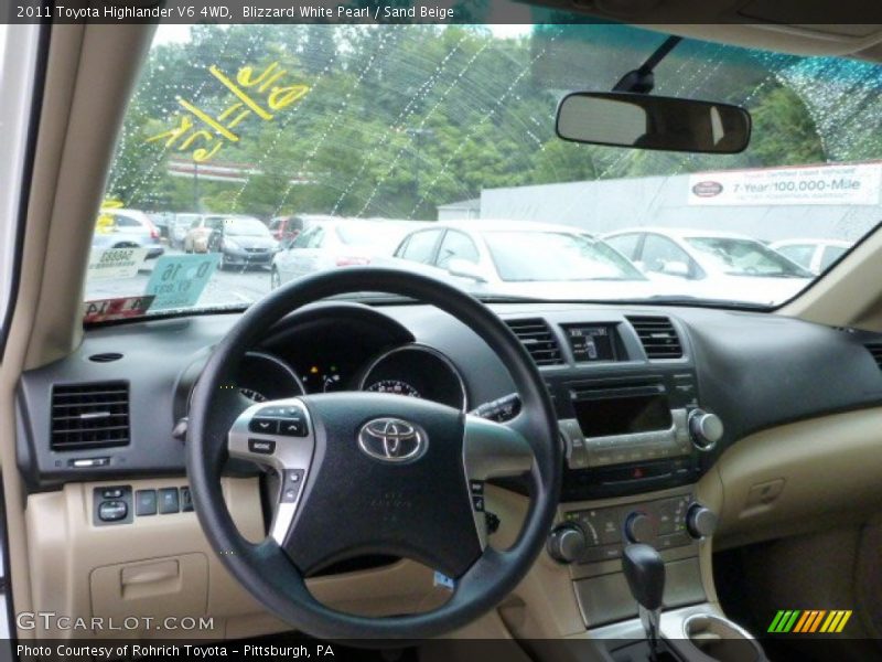 Blizzard White Pearl / Sand Beige 2011 Toyota Highlander V6 4WD