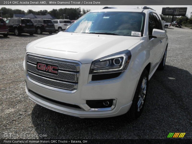 White Diamond Tricoat / Cocoa Dune 2014 GMC Acadia Denali AWD