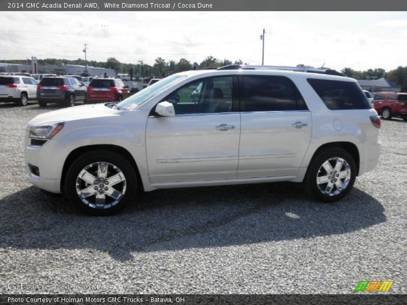 White Diamond Tricoat / Cocoa Dune 2014 GMC Acadia Denali AWD