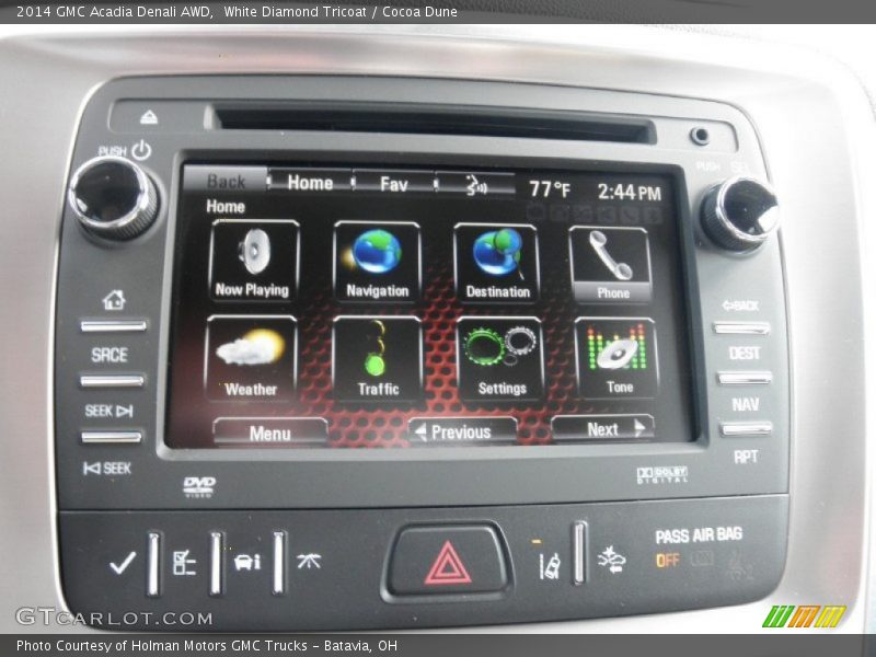 White Diamond Tricoat / Cocoa Dune 2014 GMC Acadia Denali AWD