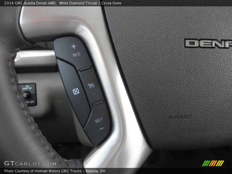 White Diamond Tricoat / Cocoa Dune 2014 GMC Acadia Denali AWD