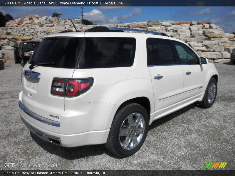 White Diamond Tricoat / Cocoa Dune 2014 GMC Acadia Denali AWD
