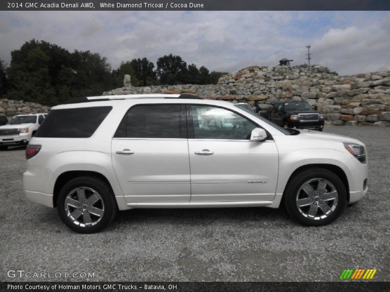 White Diamond Tricoat / Cocoa Dune 2014 GMC Acadia Denali AWD