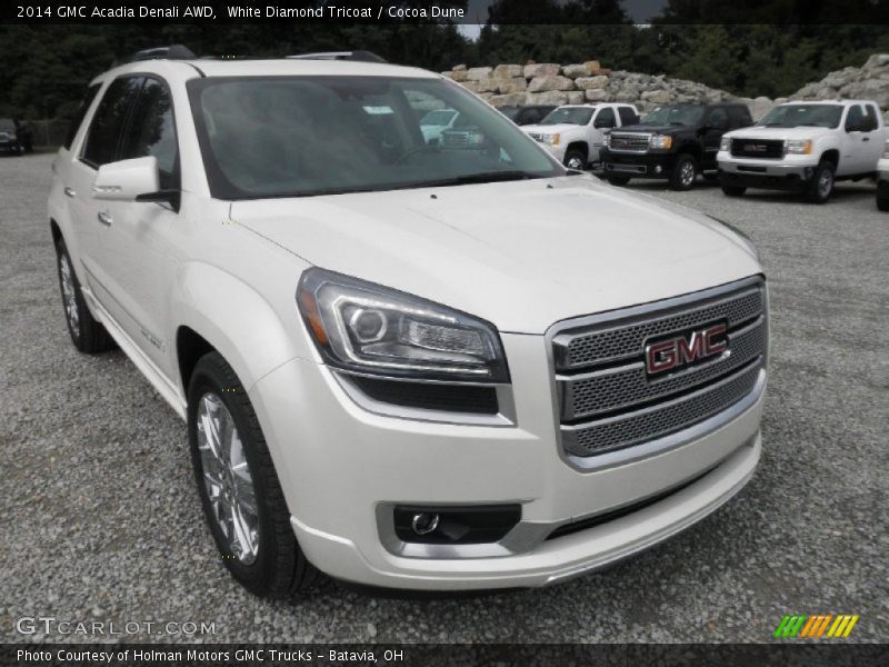 White Diamond Tricoat / Cocoa Dune 2014 GMC Acadia Denali AWD