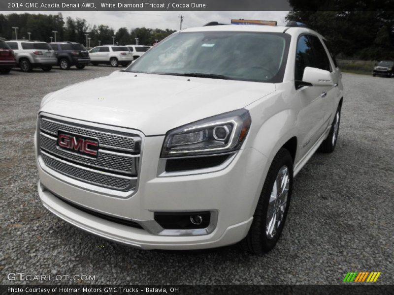 White Diamond Tricoat / Cocoa Dune 2014 GMC Acadia Denali AWD