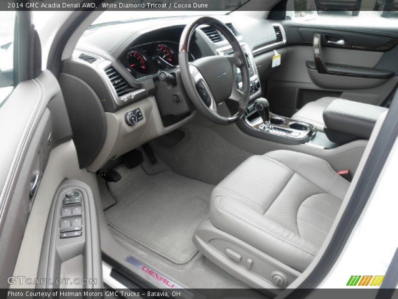 White Diamond Tricoat / Cocoa Dune 2014 GMC Acadia Denali AWD