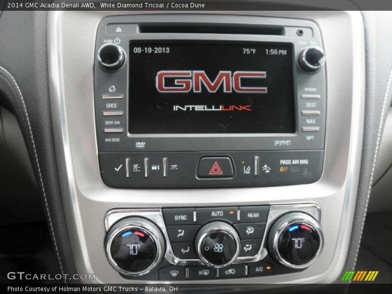 White Diamond Tricoat / Cocoa Dune 2014 GMC Acadia Denali AWD