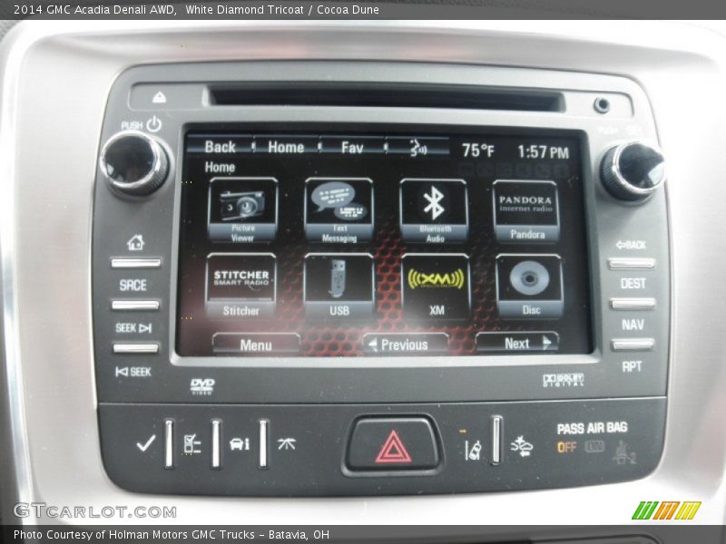 White Diamond Tricoat / Cocoa Dune 2014 GMC Acadia Denali AWD