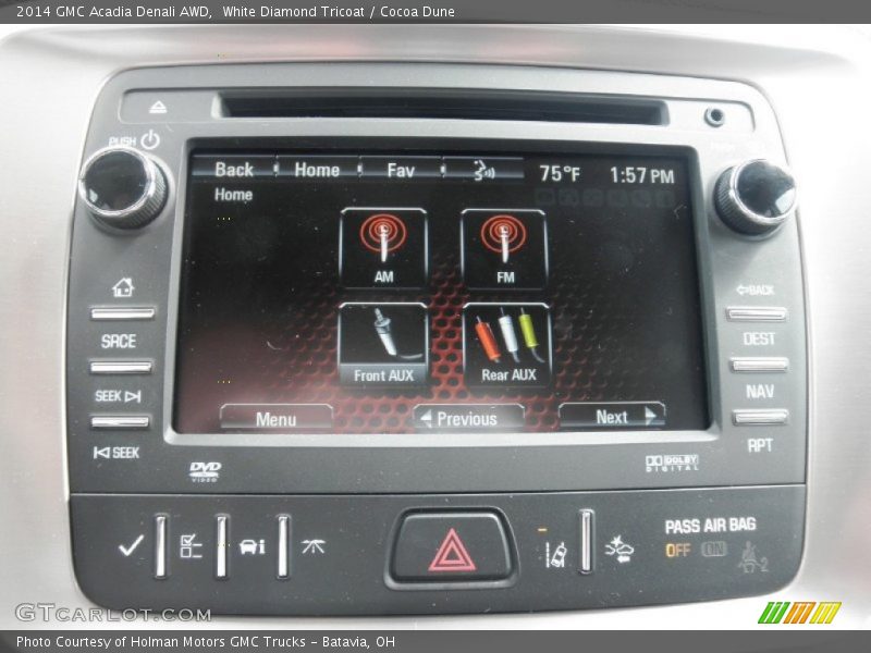White Diamond Tricoat / Cocoa Dune 2014 GMC Acadia Denali AWD