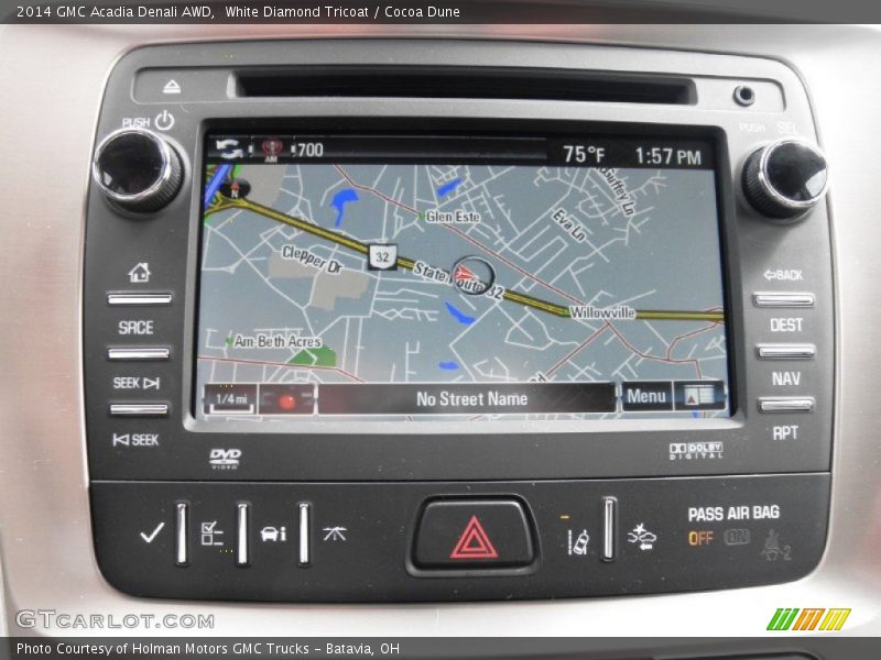 White Diamond Tricoat / Cocoa Dune 2014 GMC Acadia Denali AWD