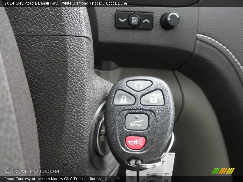 White Diamond Tricoat / Cocoa Dune 2014 GMC Acadia Denali AWD