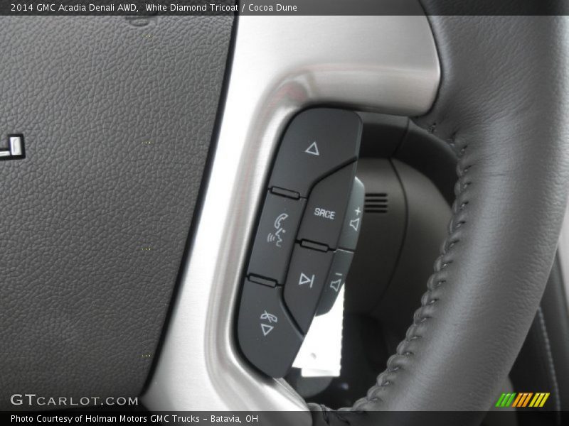 White Diamond Tricoat / Cocoa Dune 2014 GMC Acadia Denali AWD