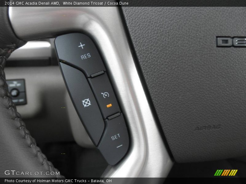 White Diamond Tricoat / Cocoa Dune 2014 GMC Acadia Denali AWD