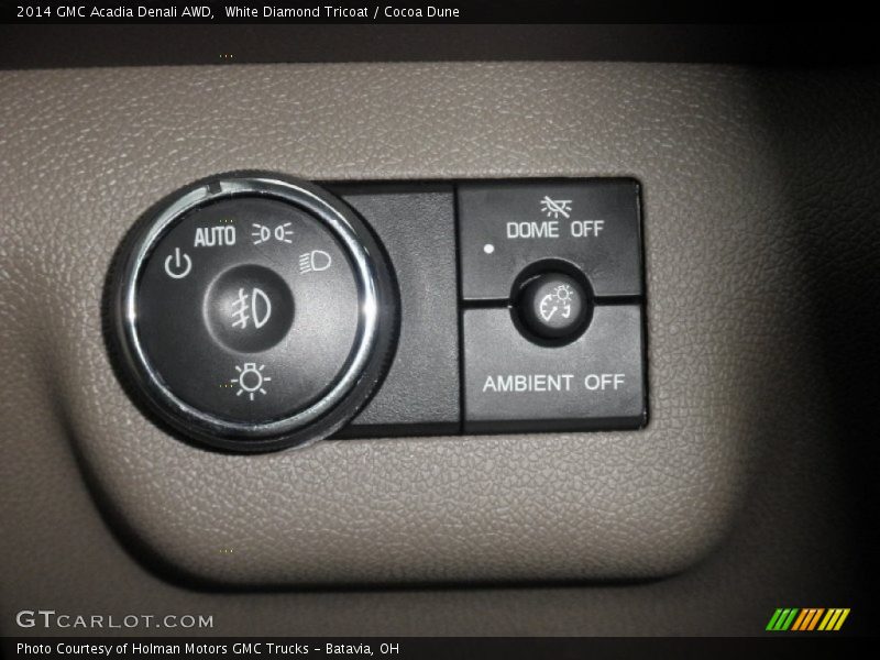 White Diamond Tricoat / Cocoa Dune 2014 GMC Acadia Denali AWD