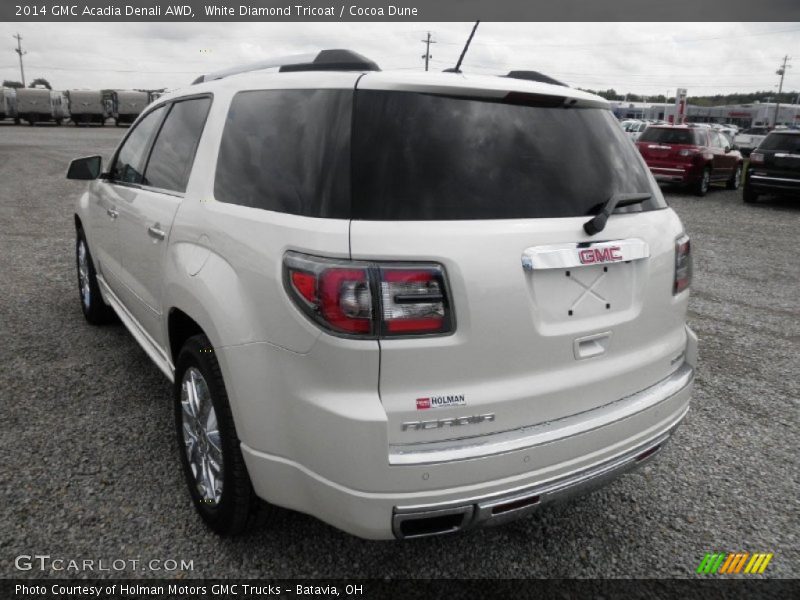 White Diamond Tricoat / Cocoa Dune 2014 GMC Acadia Denali AWD