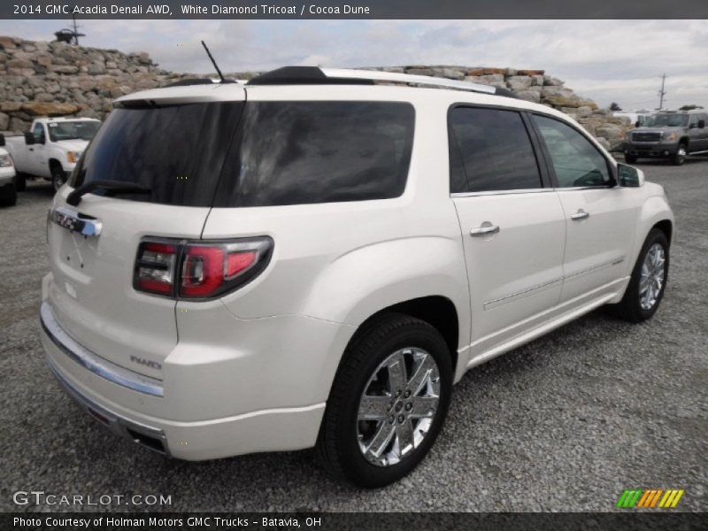 White Diamond Tricoat / Cocoa Dune 2014 GMC Acadia Denali AWD