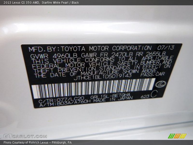 Starfire White Pearl / Black 2013 Lexus GS 350 AWD