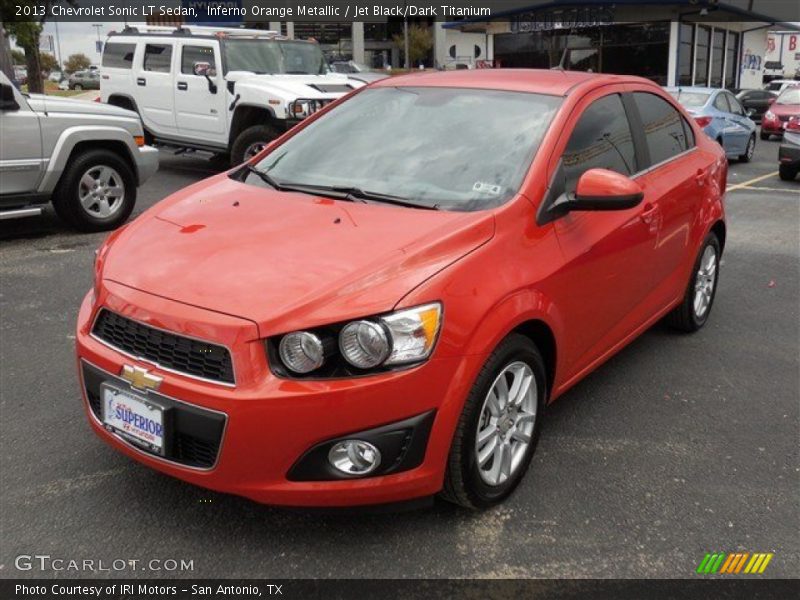Inferno Orange Metallic / Jet Black/Dark Titanium 2013 Chevrolet Sonic LT Sedan