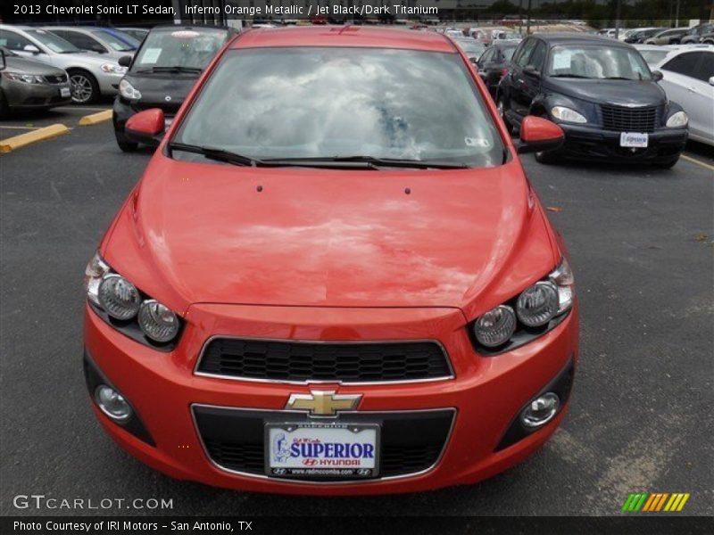 Inferno Orange Metallic / Jet Black/Dark Titanium 2013 Chevrolet Sonic LT Sedan