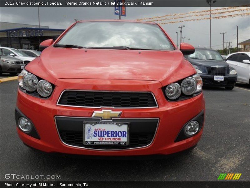 Inferno Orange Metallic / Jet Black/Dark Titanium 2013 Chevrolet Sonic LT Sedan