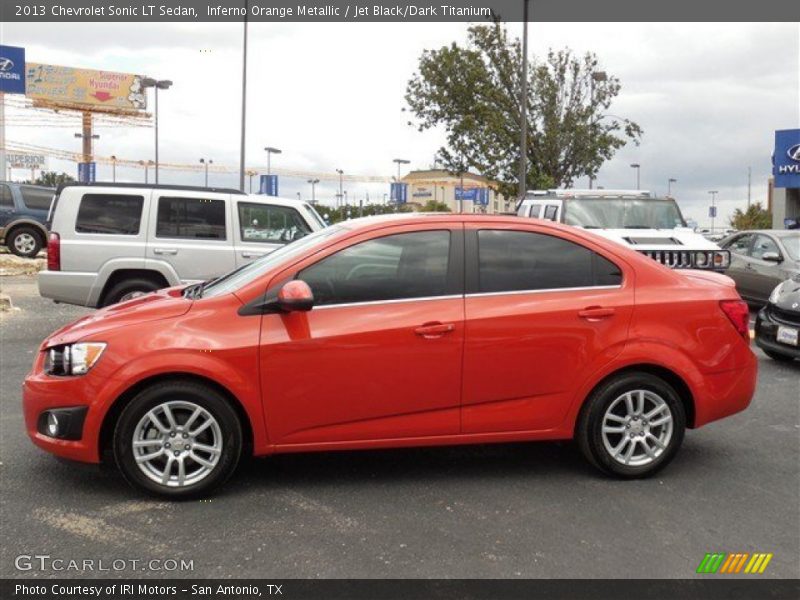 Inferno Orange Metallic / Jet Black/Dark Titanium 2013 Chevrolet Sonic LT Sedan