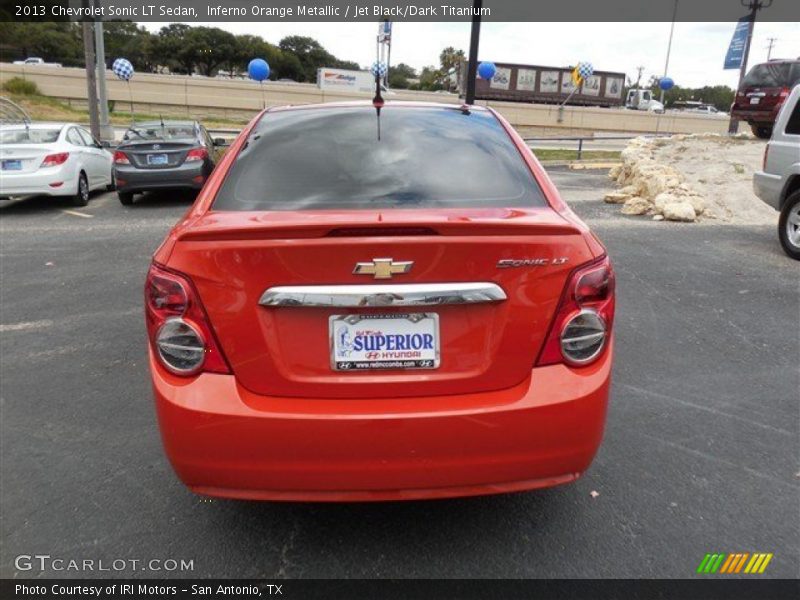 Inferno Orange Metallic / Jet Black/Dark Titanium 2013 Chevrolet Sonic LT Sedan