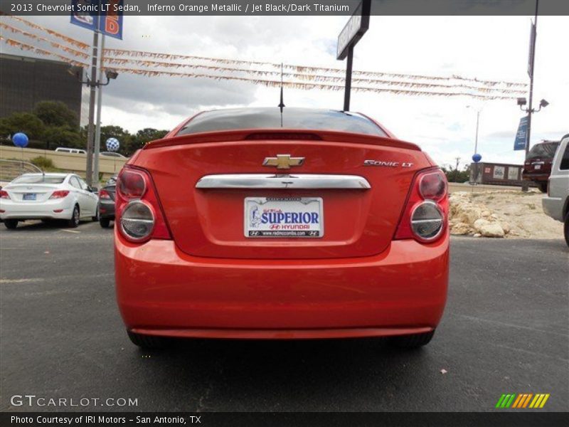 Inferno Orange Metallic / Jet Black/Dark Titanium 2013 Chevrolet Sonic LT Sedan