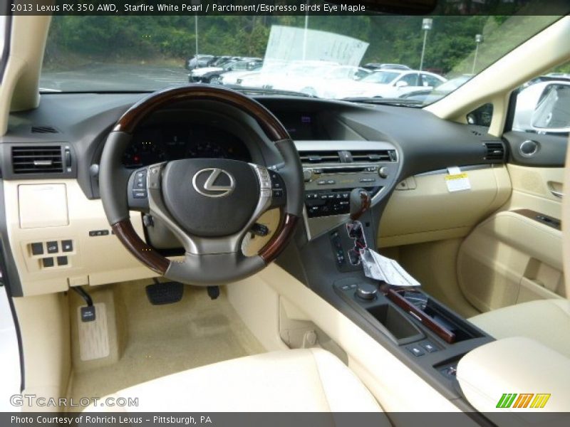 Starfire White Pearl / Parchment/Espresso Birds Eye Maple 2013 Lexus RX 350 AWD