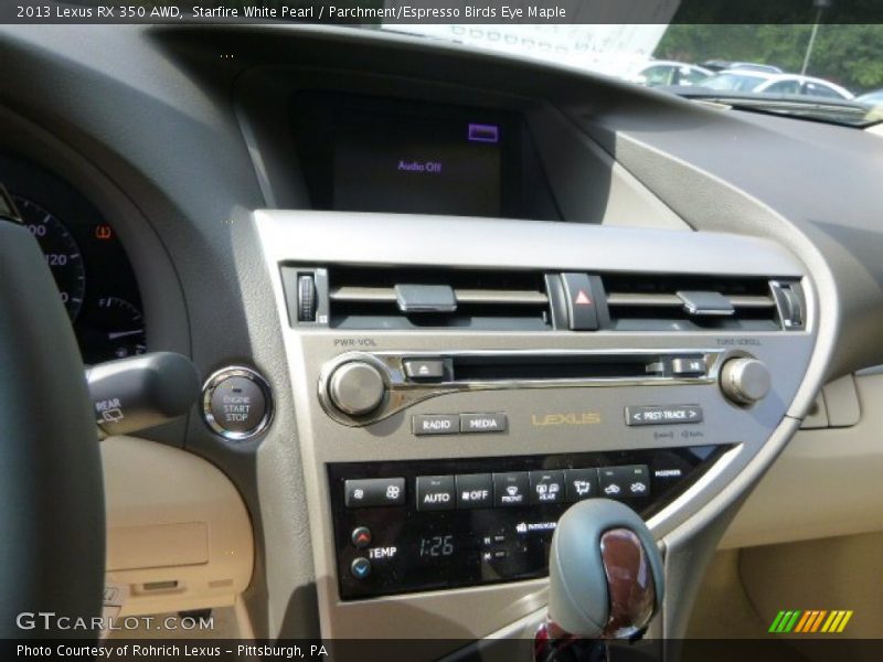 Starfire White Pearl / Parchment/Espresso Birds Eye Maple 2013 Lexus RX 350 AWD