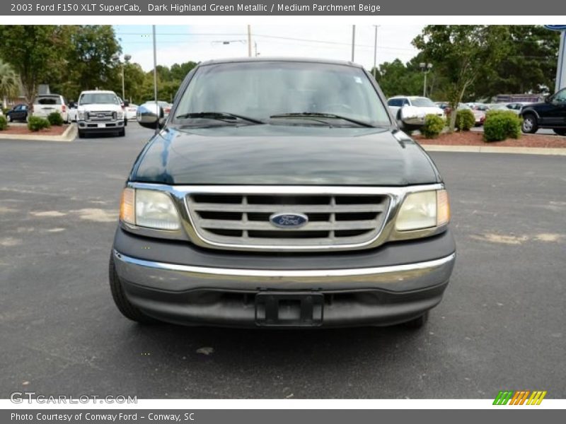 Dark Highland Green Metallic / Medium Parchment Beige 2003 Ford F150 XLT SuperCab