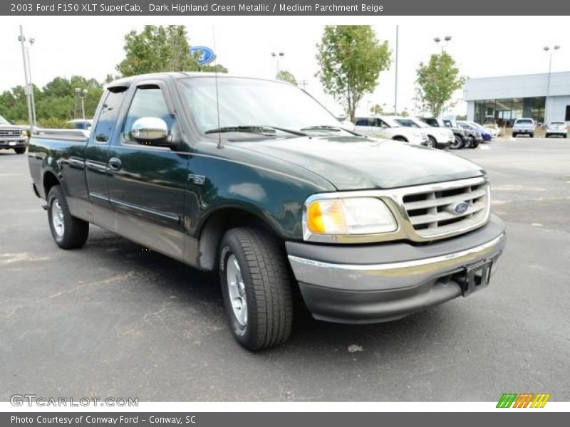 Dark Highland Green Metallic / Medium Parchment Beige 2003 Ford F150 XLT SuperCab