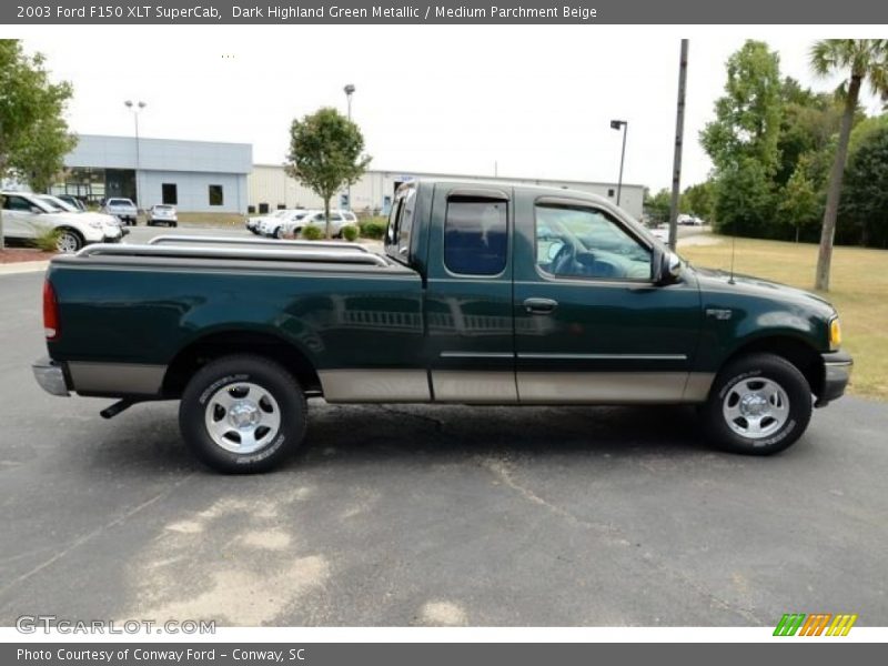 Dark Highland Green Metallic / Medium Parchment Beige 2003 Ford F150 XLT SuperCab