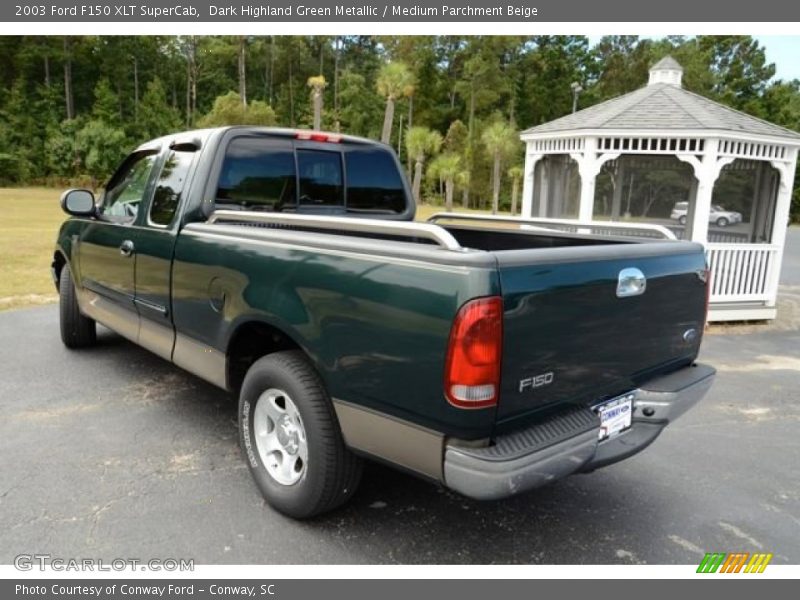 Dark Highland Green Metallic / Medium Parchment Beige 2003 Ford F150 XLT SuperCab