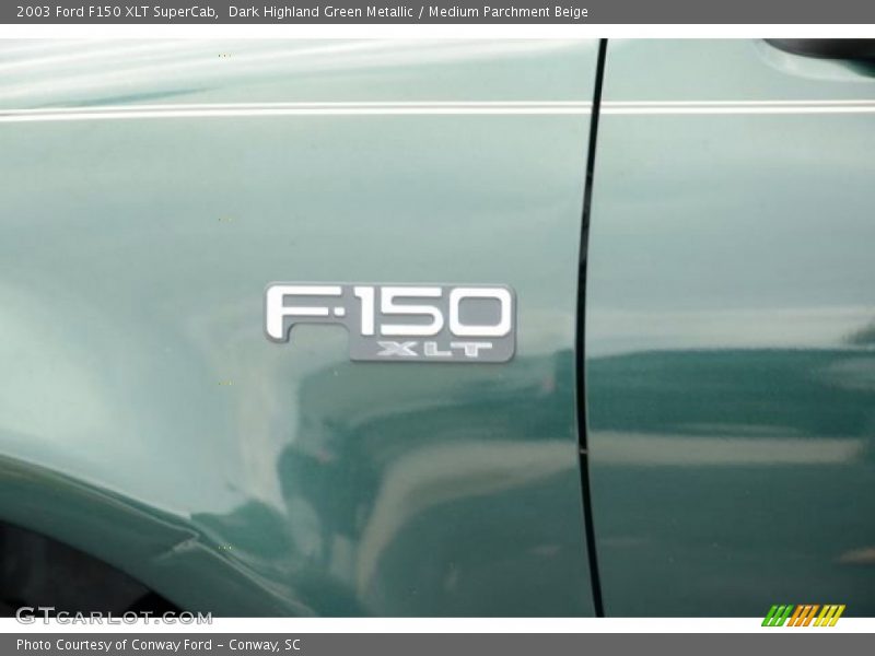 Dark Highland Green Metallic / Medium Parchment Beige 2003 Ford F150 XLT SuperCab