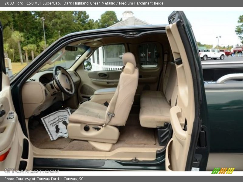 Dark Highland Green Metallic / Medium Parchment Beige 2003 Ford F150 XLT SuperCab