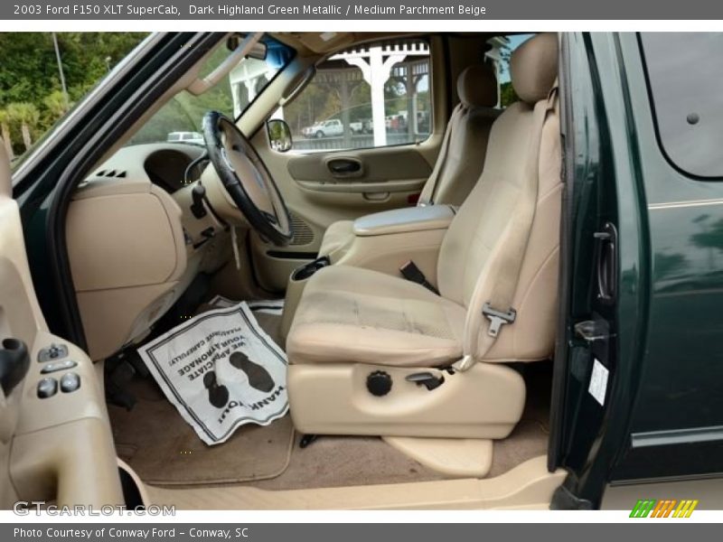 Dark Highland Green Metallic / Medium Parchment Beige 2003 Ford F150 XLT SuperCab
