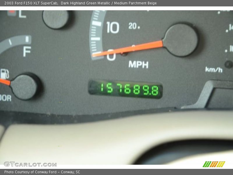 Dark Highland Green Metallic / Medium Parchment Beige 2003 Ford F150 XLT SuperCab