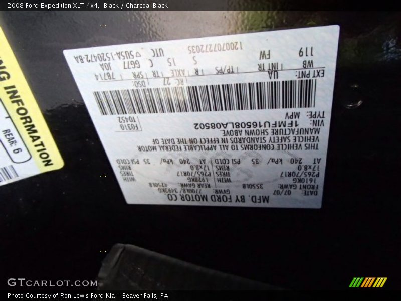 Black / Charcoal Black 2008 Ford Expedition XLT 4x4
