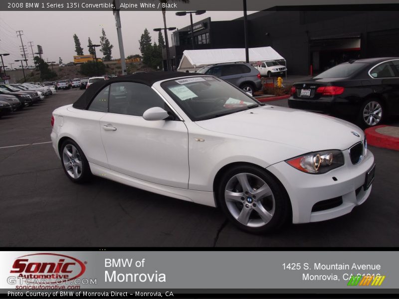 Alpine White / Black 2008 BMW 1 Series 135i Convertible