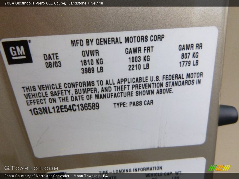 Sandstone / Neutral 2004 Oldsmobile Alero GL1 Coupe