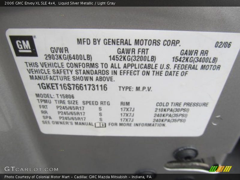 Liquid Silver Metallic / Light Gray 2006 GMC Envoy XL SLE 4x4