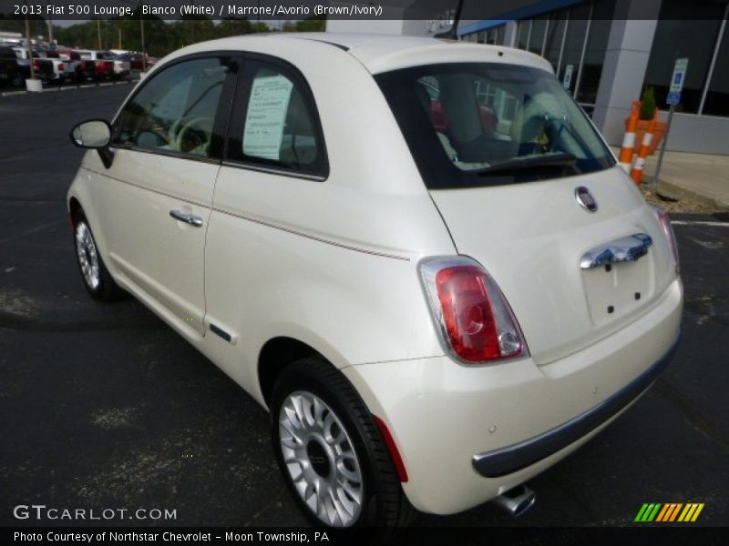 Bianco (White) / Marrone/Avorio (Brown/Ivory) 2013 Fiat 500 Lounge