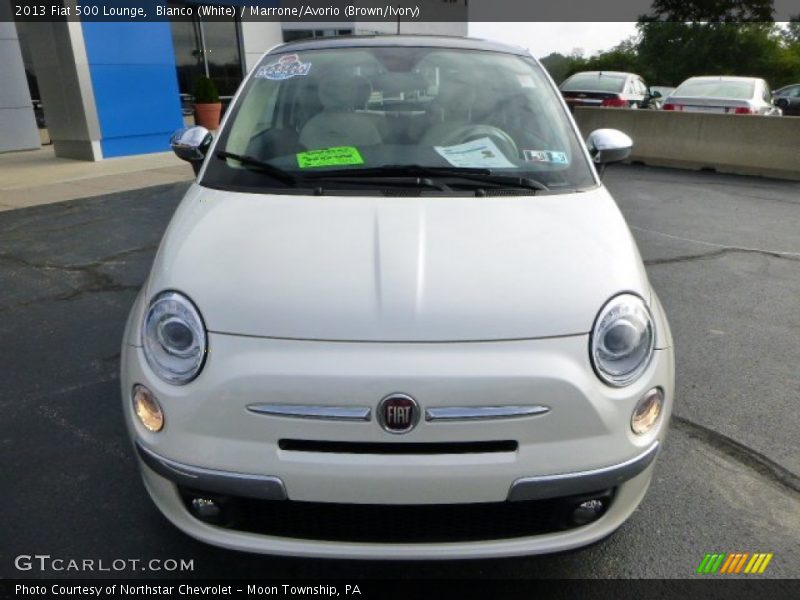 Bianco (White) / Marrone/Avorio (Brown/Ivory) 2013 Fiat 500 Lounge