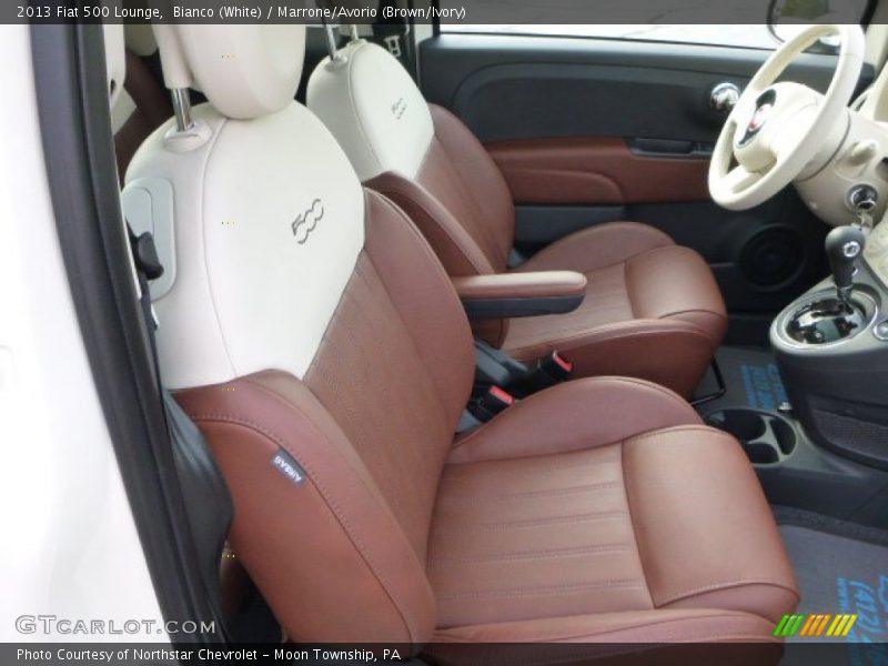 Bianco (White) / Marrone/Avorio (Brown/Ivory) 2013 Fiat 500 Lounge