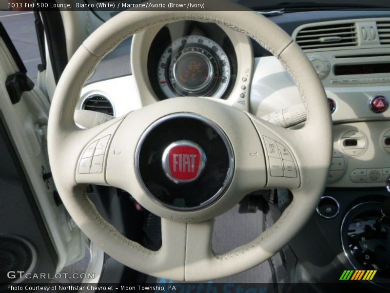 Bianco (White) / Marrone/Avorio (Brown/Ivory) 2013 Fiat 500 Lounge